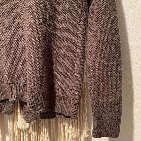 Madewell Sweater XS Olive Green Gray Split Back Waffle Knit Crewneck Pullover - Picture 3 of 9